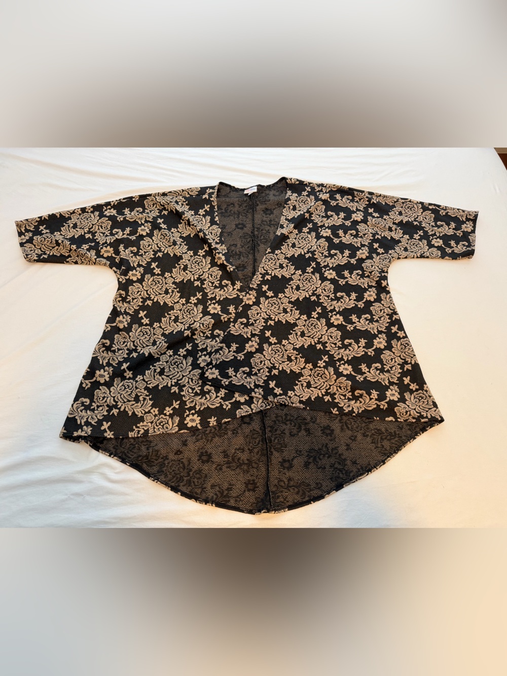 Black and Beige Floral Women's Jeans Top